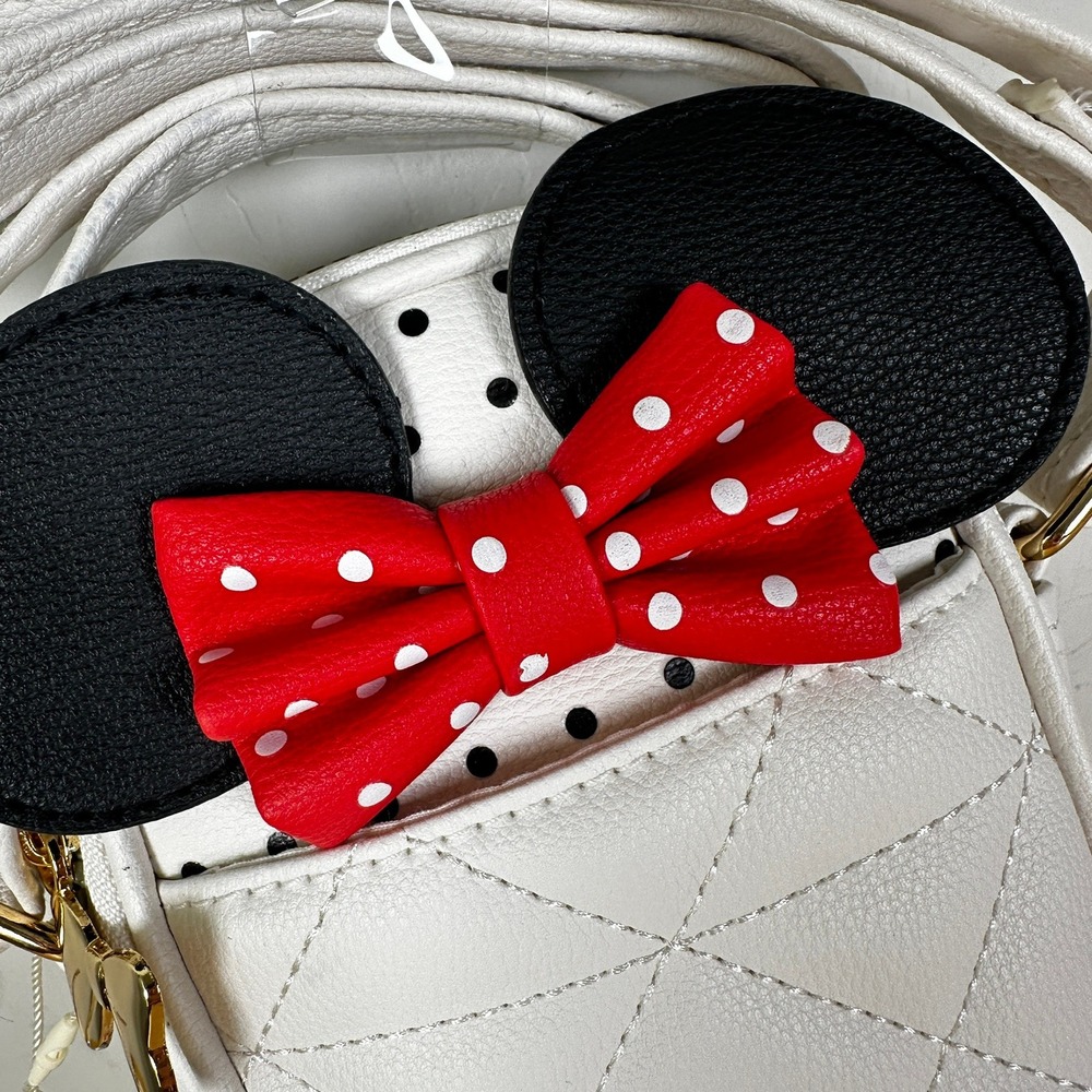 Disney Primark Minnie Mouse Cell Phone Crossbody Bag Quilted Bow Polka Dot‎ - Picture 2 of 12